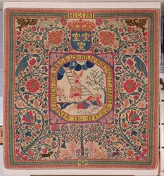 Handgestrickter Teppich, der Jakobs Traum darstellt, Elsass, 1781 (Wolle)